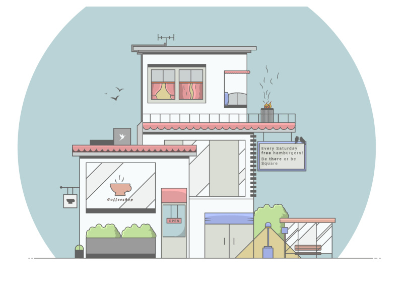 Street illustration design firstshot illustration