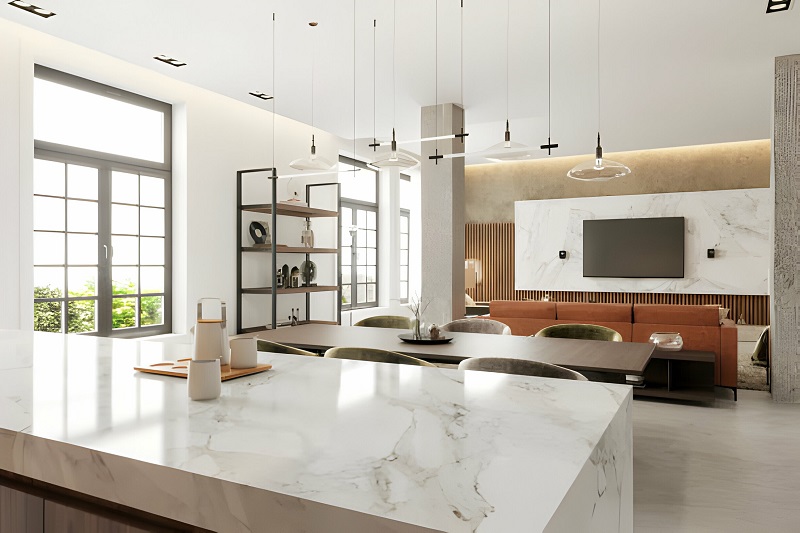 Marble Look Stone Benchtops in Interior Design